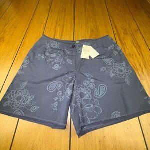 J.Jill Blue‎ Shadow Floral Paisley Petite Shorts Size 6P New With Tags